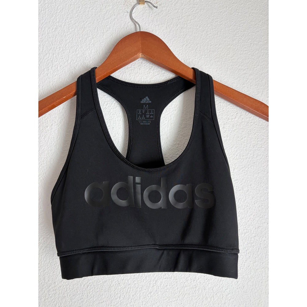 Adidas Climalite Womens Black Racerback Sports Bra Logo Size Medium